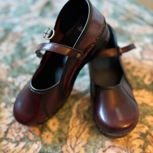 Dansko Burgundy Brown Mary Jane Clogs